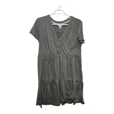 Knox Rose Target Olive Tiered Henley Midi Dress L