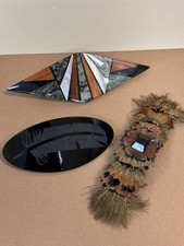Hair Barrette Lot of 3 Feather Glass France Mosaic