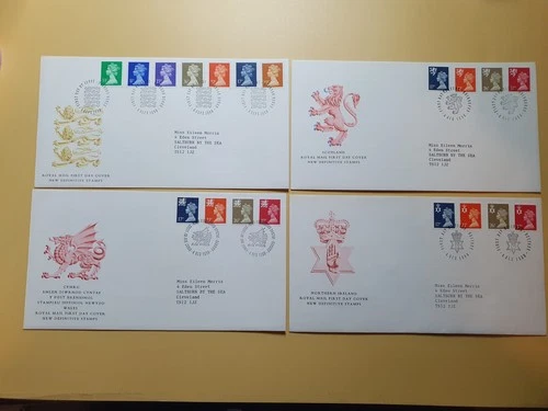 1990 ENGLAND SCOTLAND WALES NORTHERN IRELAND SET OF 4 REGIONAL FDCS #3336