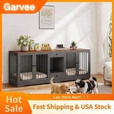 Dog Crate Furniture Indoor Dog Kennel with 4 Doors 2 Drawers Locks, Multi-Functi