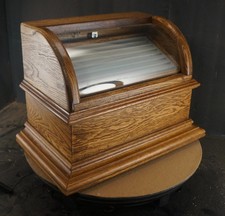 Curved glass pen / pens display case, displays 16 pens plus 2 drawer storage.