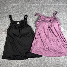 32 Degrees Cool Ladies 2 pack Bra Top Cami Heather Plum and Black Size Small