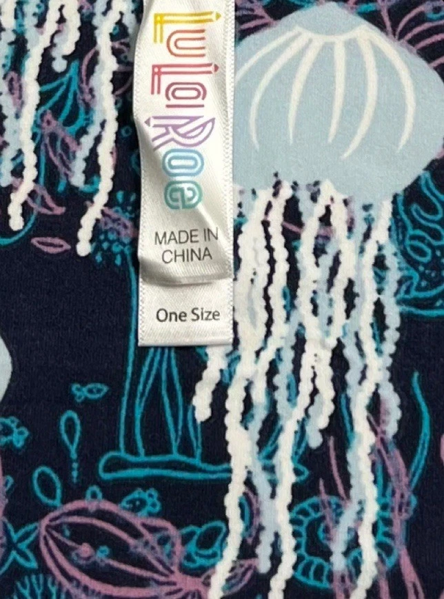 Leggings LuLaRoe OS Talla Única Difícil de Encontrar Raro AZUL Náutico MEDUSAS Océano Animal SUAVES Foto 4 de 4