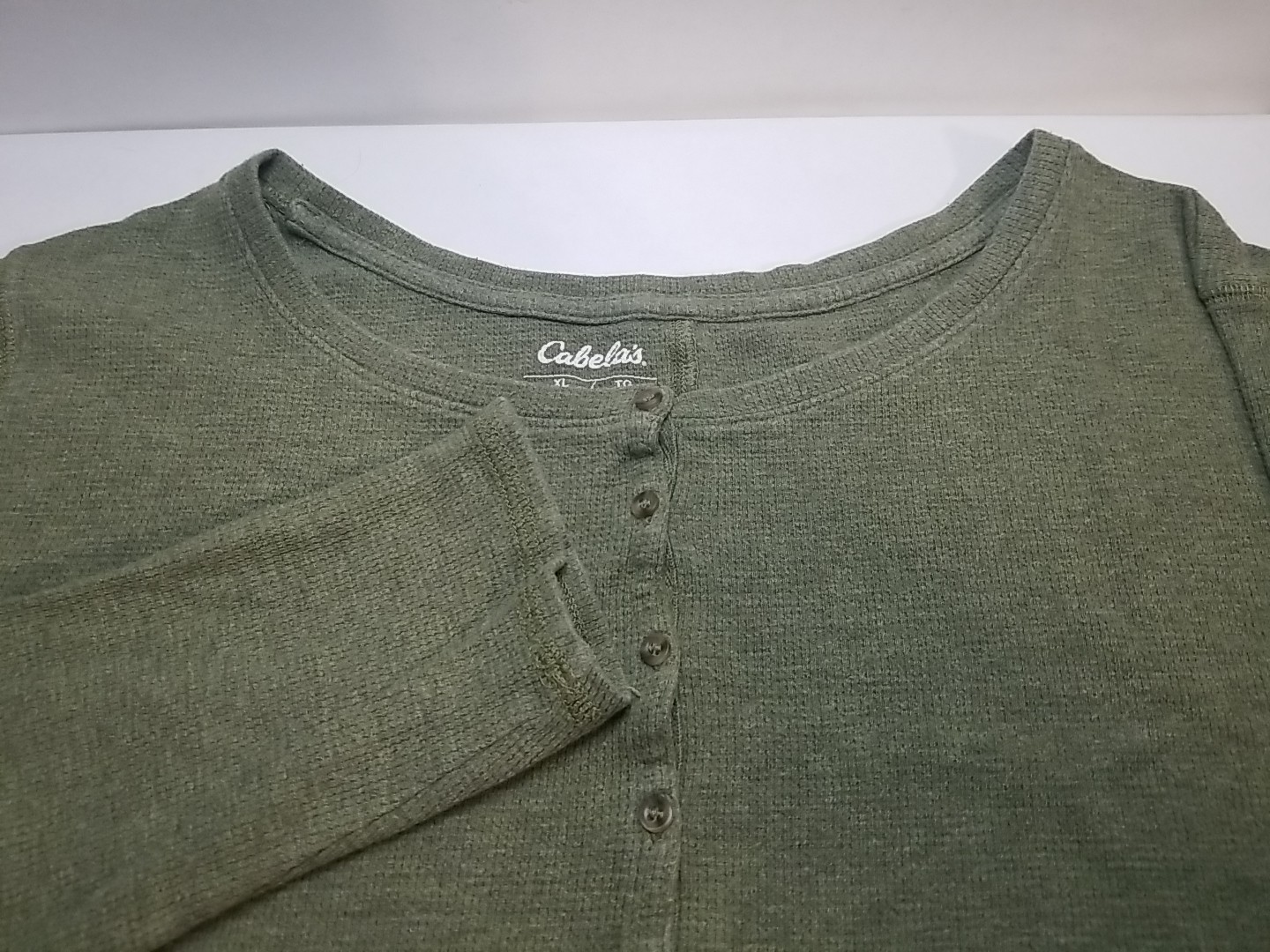 Cabelas Womens Size XL Green Stretch 1/2 Button Up Long Sleeve Shirt Top