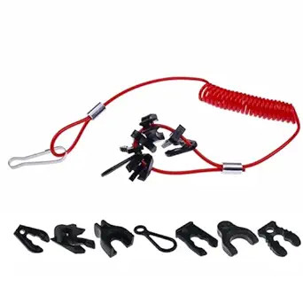 Safety Kill Stop Switch with 7 Keys & Lanyard Compatible with Boat Motor Outboar