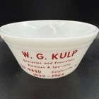 VTG Federal Glass Oven Ware Advertising Mixing Bowl W.G. Kulp Groceries PA 1964