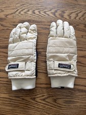 Vtg 80s Thinsulate Winter Ski Skiing Snowmobile Snow Cream Beige GLOVES L/XL