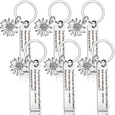 6 Pieces Friendship Keychain Sunflower Gift for Women Motivational Gift Key