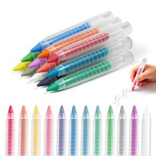 12-Color Dustless Chalk for Kids with Protective Holders, Washable Non-Toxi...