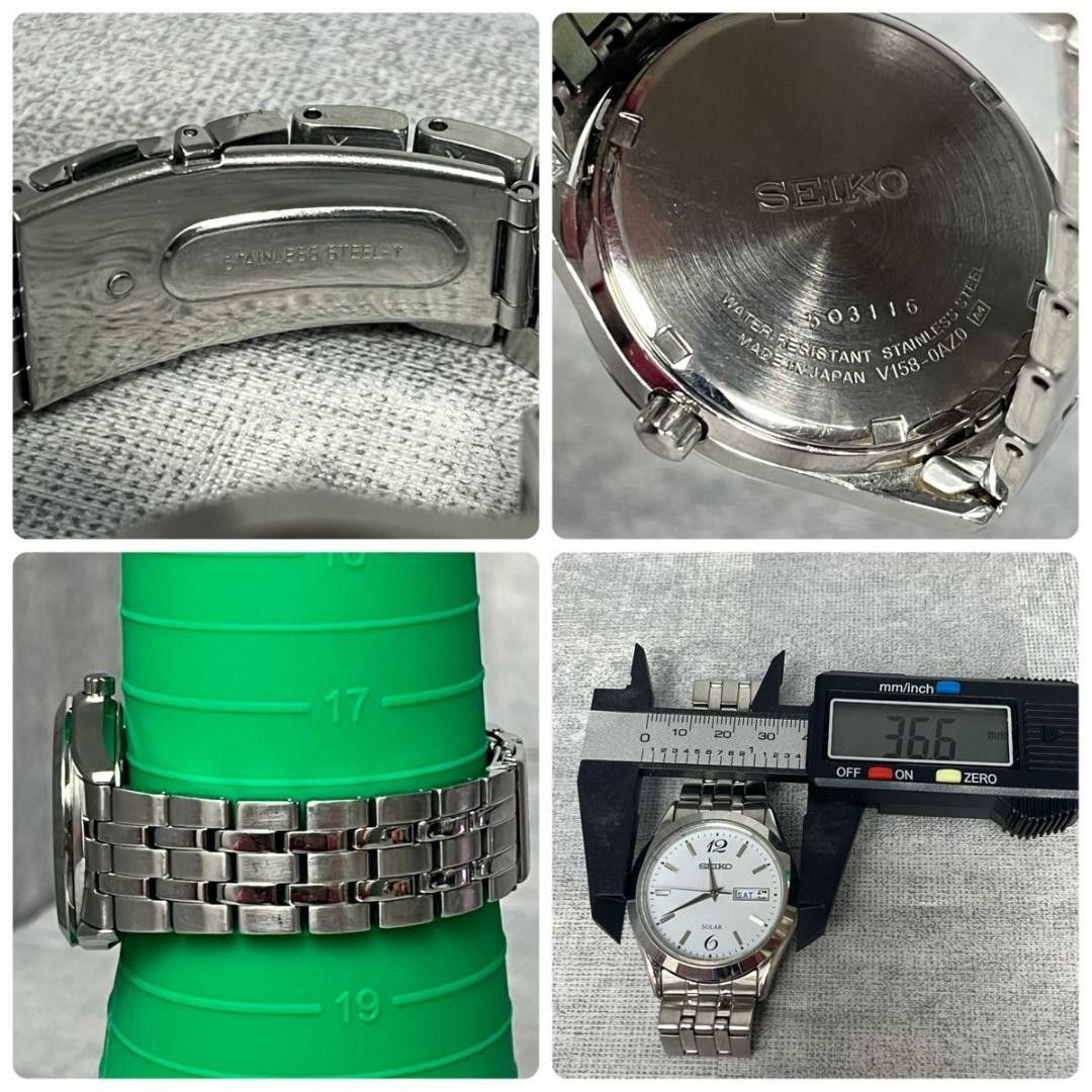 極美品 SEIKO　セイコー　V158　ブラック　シルバー　ソーラー メンズ SEIKO - 美品 SEIKO セイコー V158 ソーラー ブラック シルバー