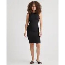 Quince Tencel Rib Knit Sleeveless Mini Dress Black XL New Minimalist Sustainable