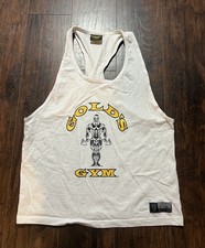 Vintage Golds Gym White Stringer Tank Top Mens 2XL Venice Beach Bodybuilding