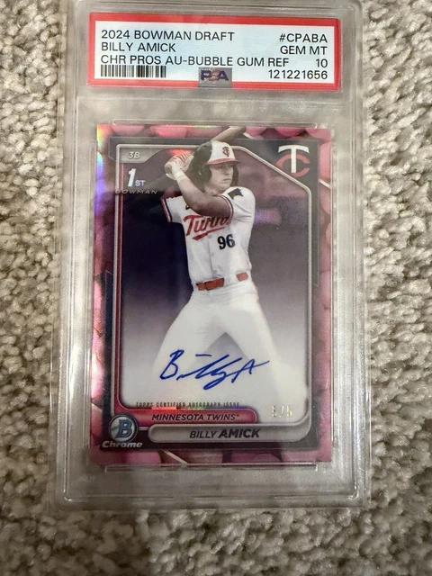 2024 Bowman Draft Billy Amick Chrome Prospect bubblegum  Refractor Auto /5