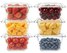 6 Pack 1/6 Size Polycarbonate Food Pans Lids Clear Restaurant Salad Bar 4 Inch