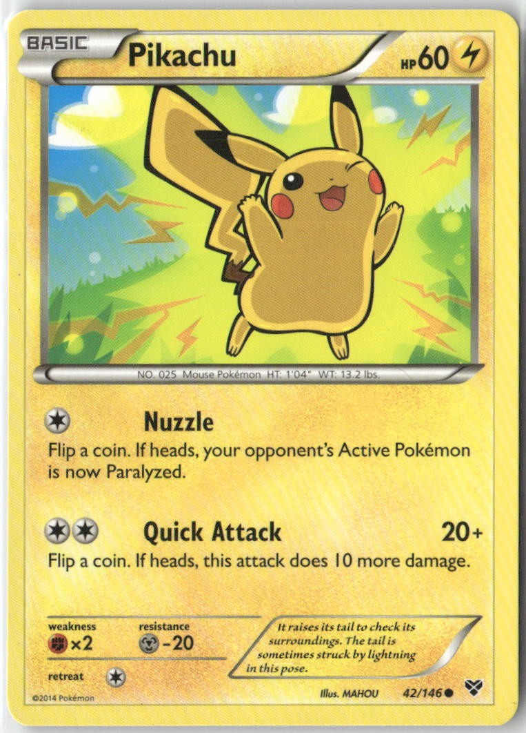 Pikachu 42/146 Common XY Pokemon Moderately Played