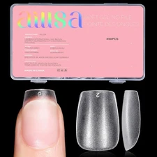AILLSA Extra Short Coffin Nail Tips 450PCS Full Cover Acrylic Gel Clear Nail Tip