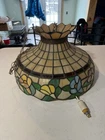 Vintage Stained Glass Tiffany Style Floral Lamp Shade. Very Good Cond. 22x22x13