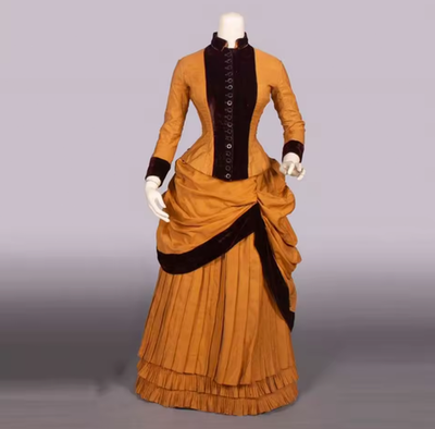 edwardian ladies dress Victorian Edwardian 1910s Vintage Downton Abbey Ladies Cascade Neck Piece Gown Formal Dress Period Drama Clothing (Size: L)