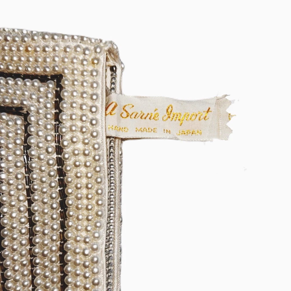 Bolso de Mano De Colección Sarne Imitación Perla Cuentas Japón | Mid-Century Glam Sparkle Foto 4 de 4