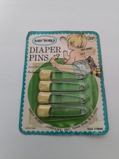 Vintage Baby World Diaper Pins 4 pins New In Package NOS - Package Shows Aging