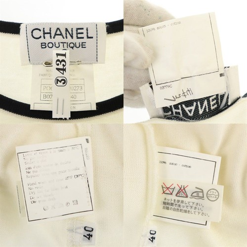 CHANEL Short Sleeve Cut And Sew Size 40 White Cotton 100 Women'S Tops Apparel Cl - Picture 9 of 9