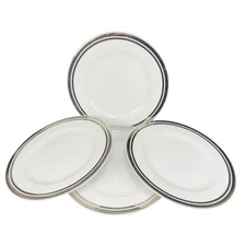 2005 Royal Doulton Pure Platinum Double Silver Band Plate Dish 7.5inch Set 4