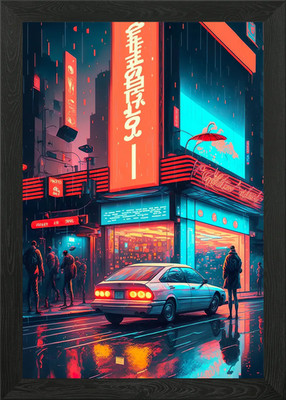 Auto in Tokyo Gerahmtes Wandbild Poster Leinwanddruck Bild