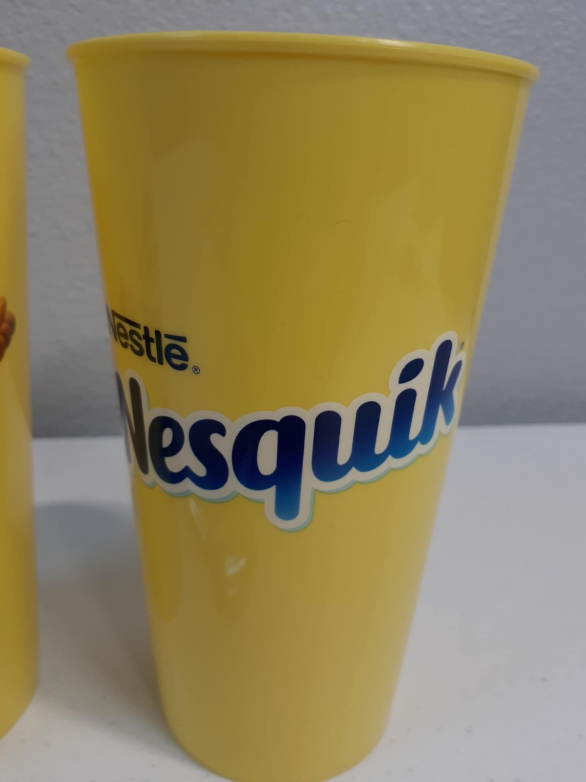 Nestle Nesquik Yellow Tumbler Set of 2 with Stainless Spoons Rabbit Print