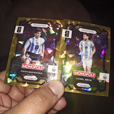 Panini 2022 Prizm Monopoly FIFA Argentina 2-Card Lot Messi Maradona