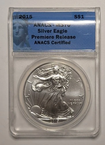 2015 American Silver Eagle ~ ANACS MS70 Premiere ~ 1 oz .999 Silver ASE