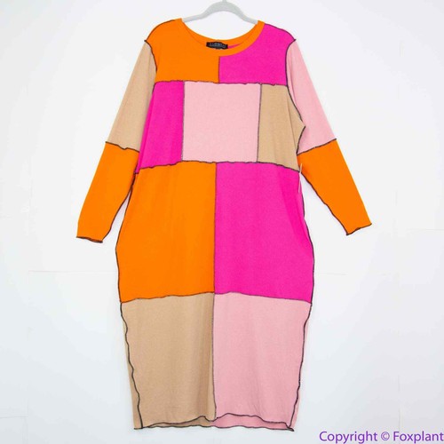 NEW Eloquii Patchwork midi Dress, pink and orange, 22/24 - Picture 3 of 12