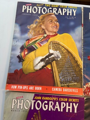 Vintage Lot of 4 Popular Photography Magazines - 1950 - Jan - Feb