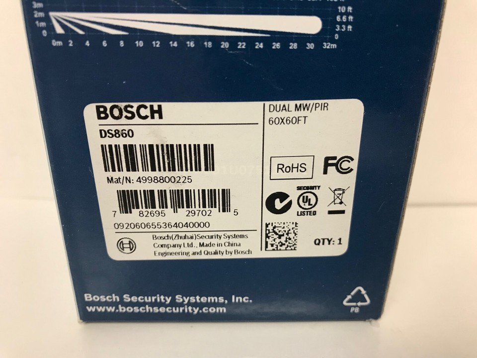 BOSCH DS860 TRITECH PIR / MICROWAVE MOTION DETECTOR NEW SEALED BOX QTY