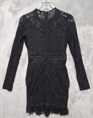 Pretty Little Thing Dress Womens 4 Black Lace Ladder Detail Frilled Hem Bodycon | eBay Pretty Little Thing Dress Womens 4 Black Lace Ladder Detail Frilled Hem Bodycon | eBay