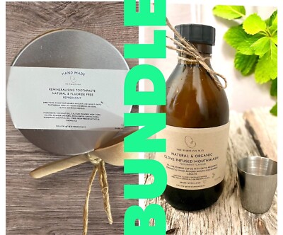 KONVOLUT - Natürliche Remineralisierende Zahnpasta & Bio Pfefferminz Nelke Mundspülung