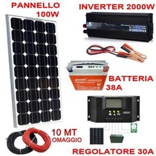 Kit Fotovoltaico 1 KW Pwm Inverter 2000W Pannello Solare 100W BATTERIA 38AMP
