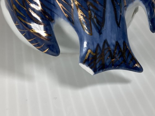 Porzellan Deko Vogel Figuren blau, weiß & gold abgebrochen Flügel - Bild 10 von 11