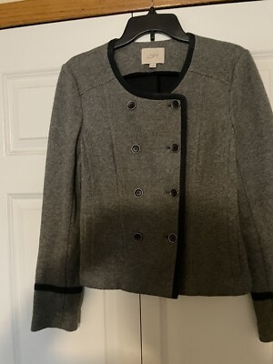 Ann Taylor LOFT Knit Blazer Jacket Soft Classic Career Professional Gray  Size M