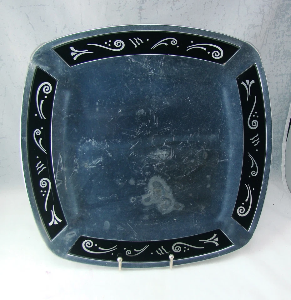 Lenox Spyro Objets Métalliques 14 " Carré Plateau avec Plastique Embouts - Photo 2/4