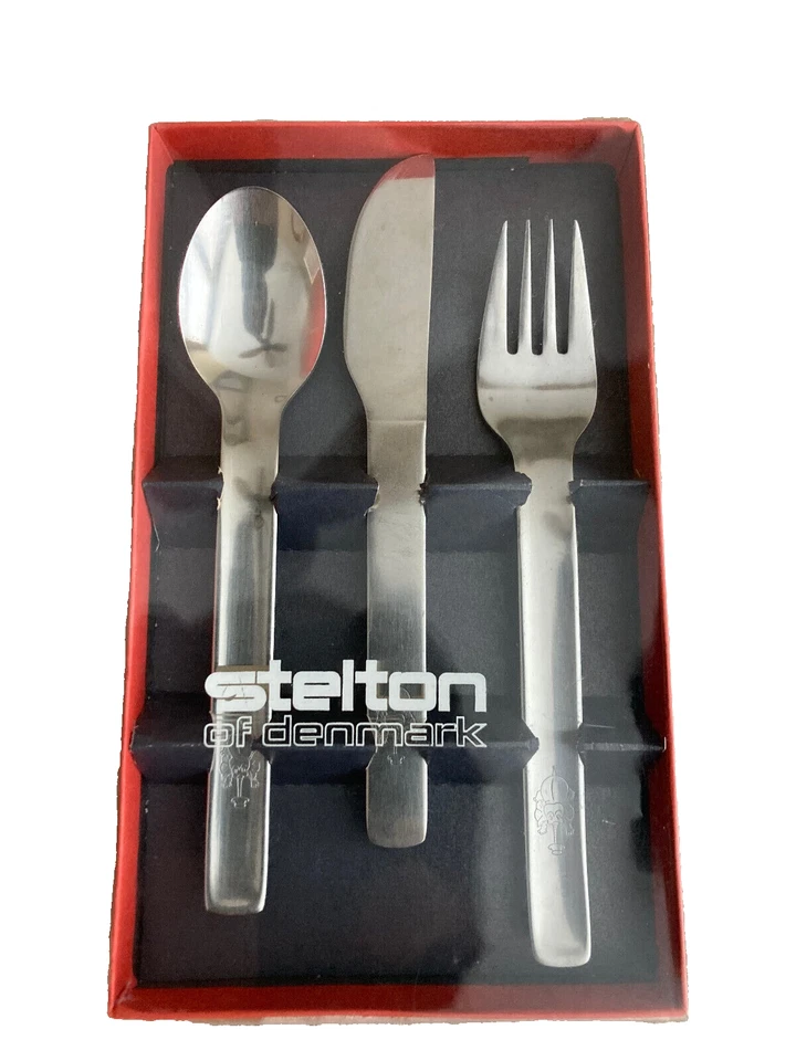 Juego de cubiertos originales Stelton EM cuchara tenedor cuchillo acero satinado diseño minimalista Foto 2 de 4