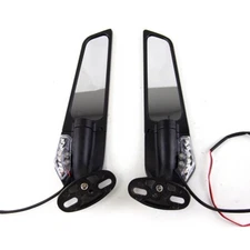 For Suzuki GSXR600 GSXR750 GSXR250R Adjustable Rearview Wind Wing Mirrors Lights