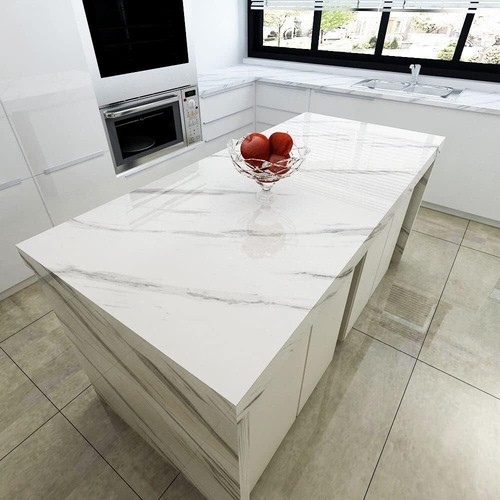 Large 19.37 Sq Ft White Marble Contact Paper - Removable Vinyl for Easy DIY - Picture 6 of 9