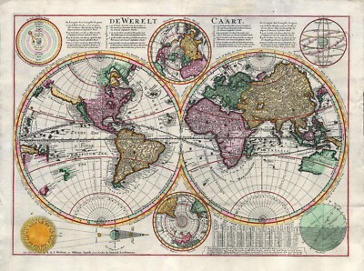 Home Wall Art Print - Vintage Map Poster - WORLD MAP 1730 - A4,A3