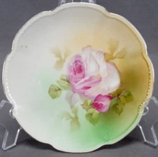 Pair of RS Germany / RS Prussia Large Pink Rose Bread Plates Circa 1910 - 1956