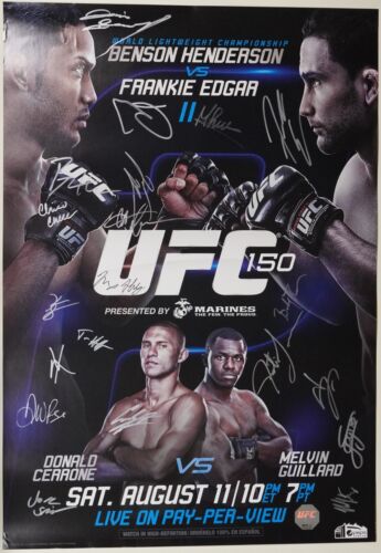 Benson Henderson Frankie Edgar Cowboy Max +16 Signed by Card UFC 150 Poster SBC - Picture 1 of 24