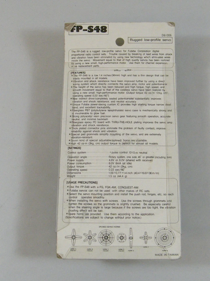FUTABA FP-S48 SERVO RUGGED LOW PROFILE D61006 - Image 2 of 4