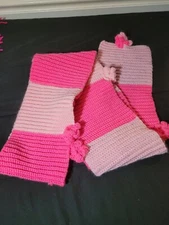 Handmade Crochet Rectangle Scarf Pink 