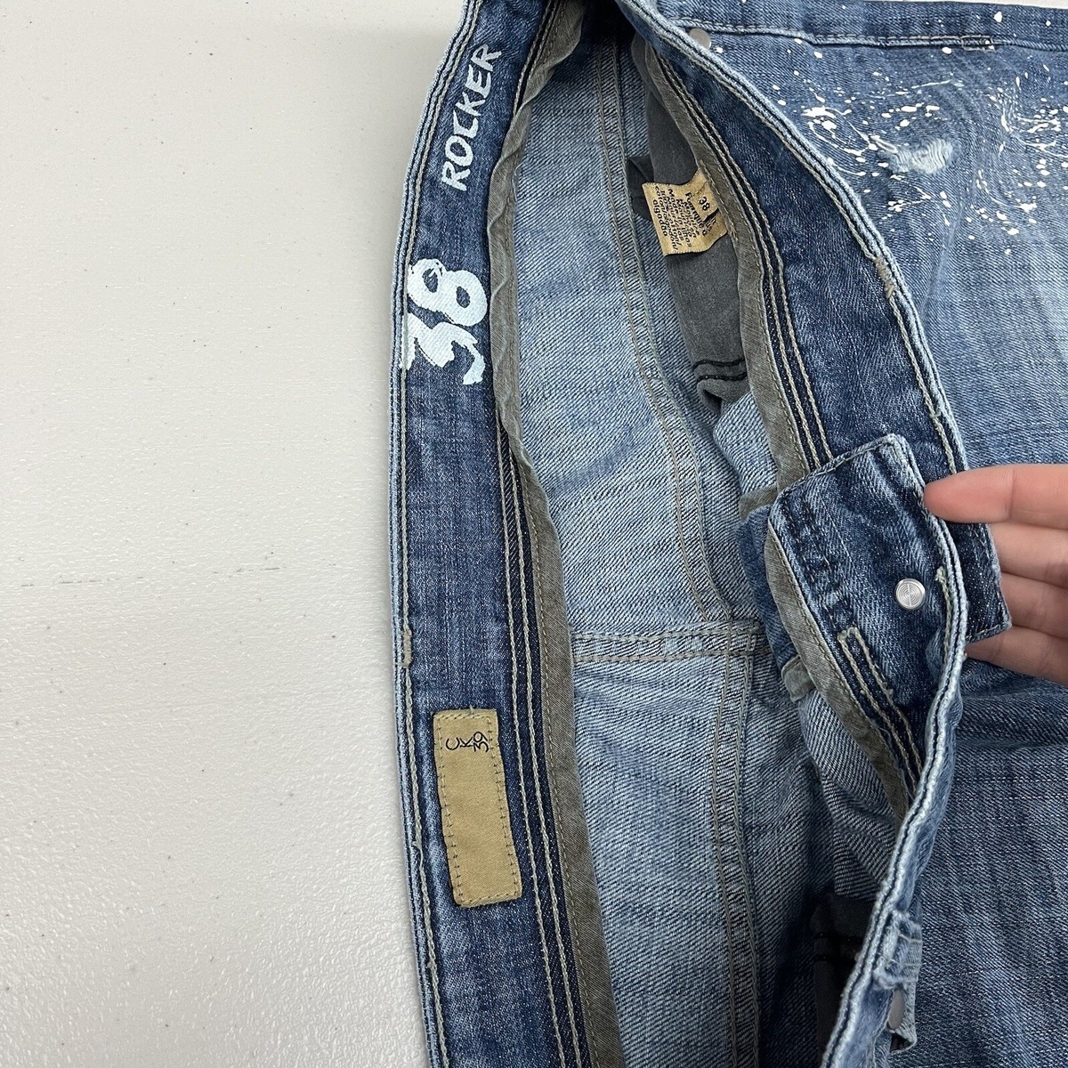 Vtg 2000s Y2K Men's Calvin Klein Rocker Paint Splatter Light Wash