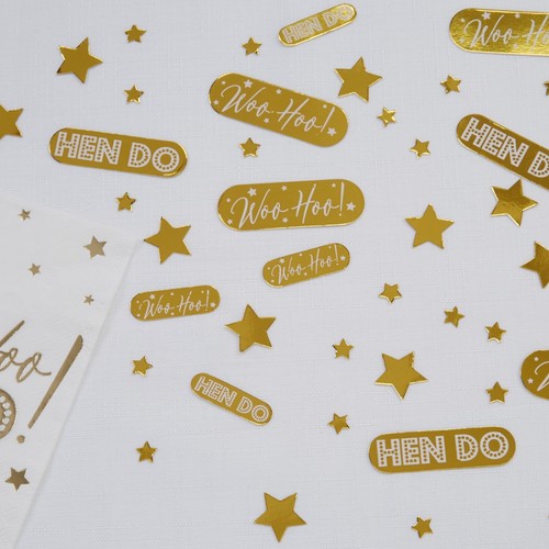 Woo Hoo Hen Do ! 35 Pc Set Gold Foil Hen Party Decoration Tableware Hen Night - Picture 3 of 5
