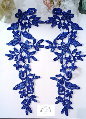 Beautiful blue Lace appliques for costume / hair , size 10 inches x 3 inches - Picture 2 of 7